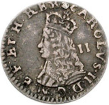 2 Pence - Charles II Bust inside legend; early milled issue obverse