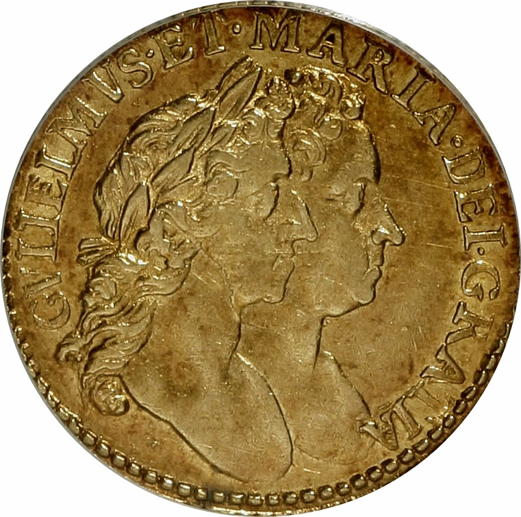 ½ Guinea - William and Mary 1st busts obverse