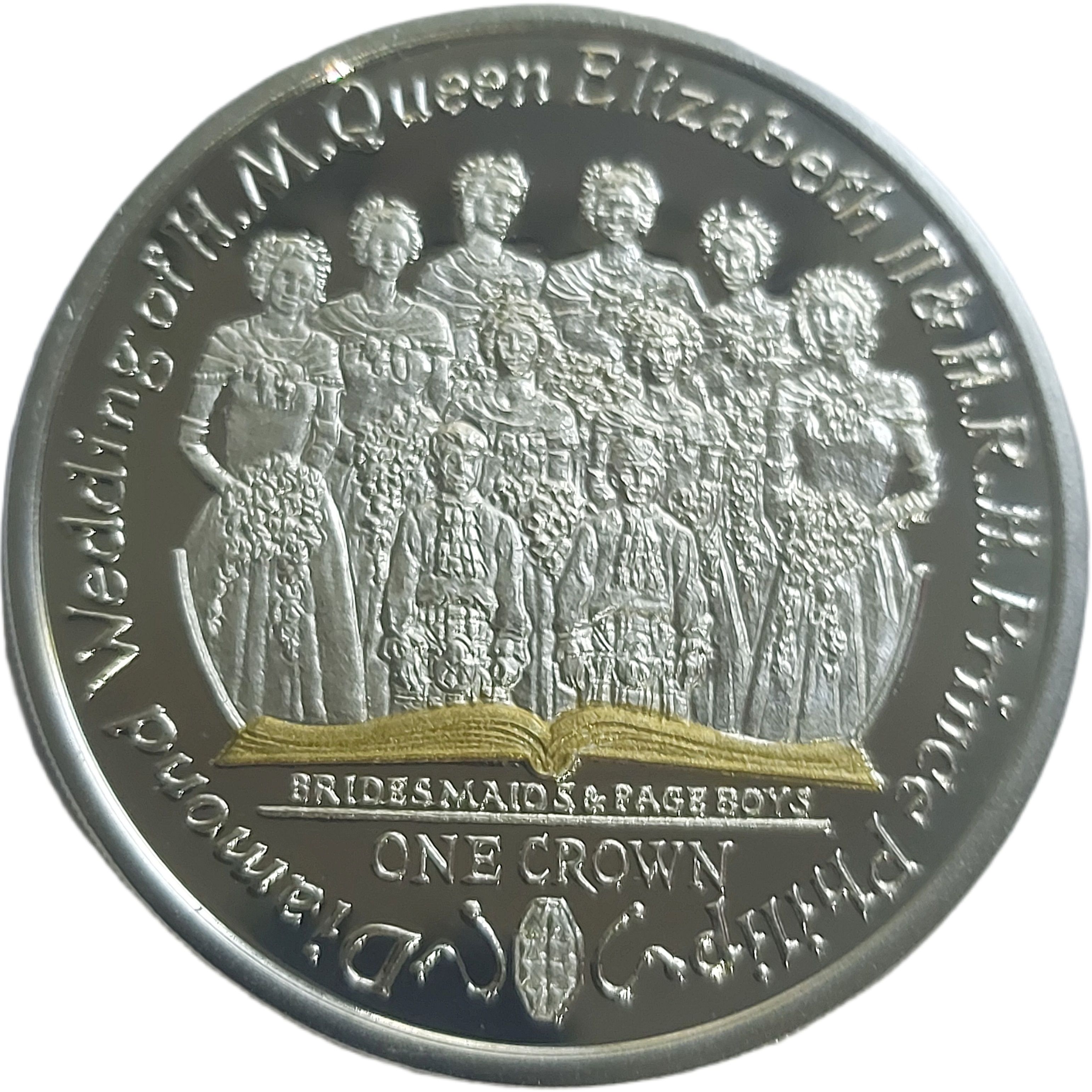Falkland Islands 1 Crown - Elizabeth II Bridesmaids and Pageboys; Silver with gold insert