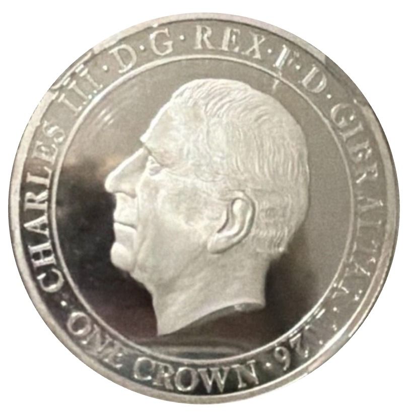 Gibraltar 1 Crown - Charles III The RDM Masterpieces - Unseen Effigies; Silver obverse