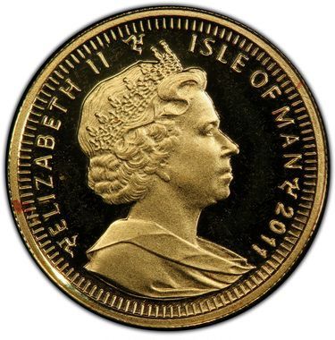 Isle of Man ⅒ Crown - Elizabeth II Turkish Angora Cat obverse