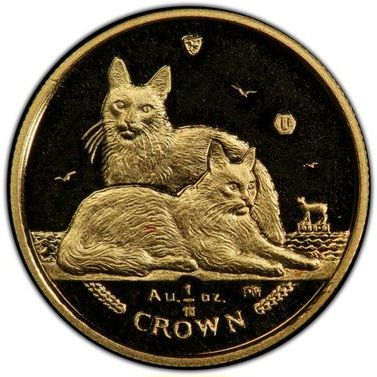 Isle of Man ⅒ Crown - Elizabeth II Turkish Angora Cat