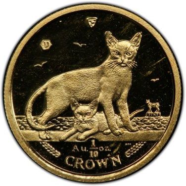 Isle of Man ⅒ Crown - Elizabeth II Abyssinian Cat