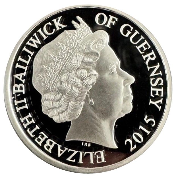 Guernsey 5 Pounds - Elizabeth II Battle of Waterloo Bicentenary obverse
