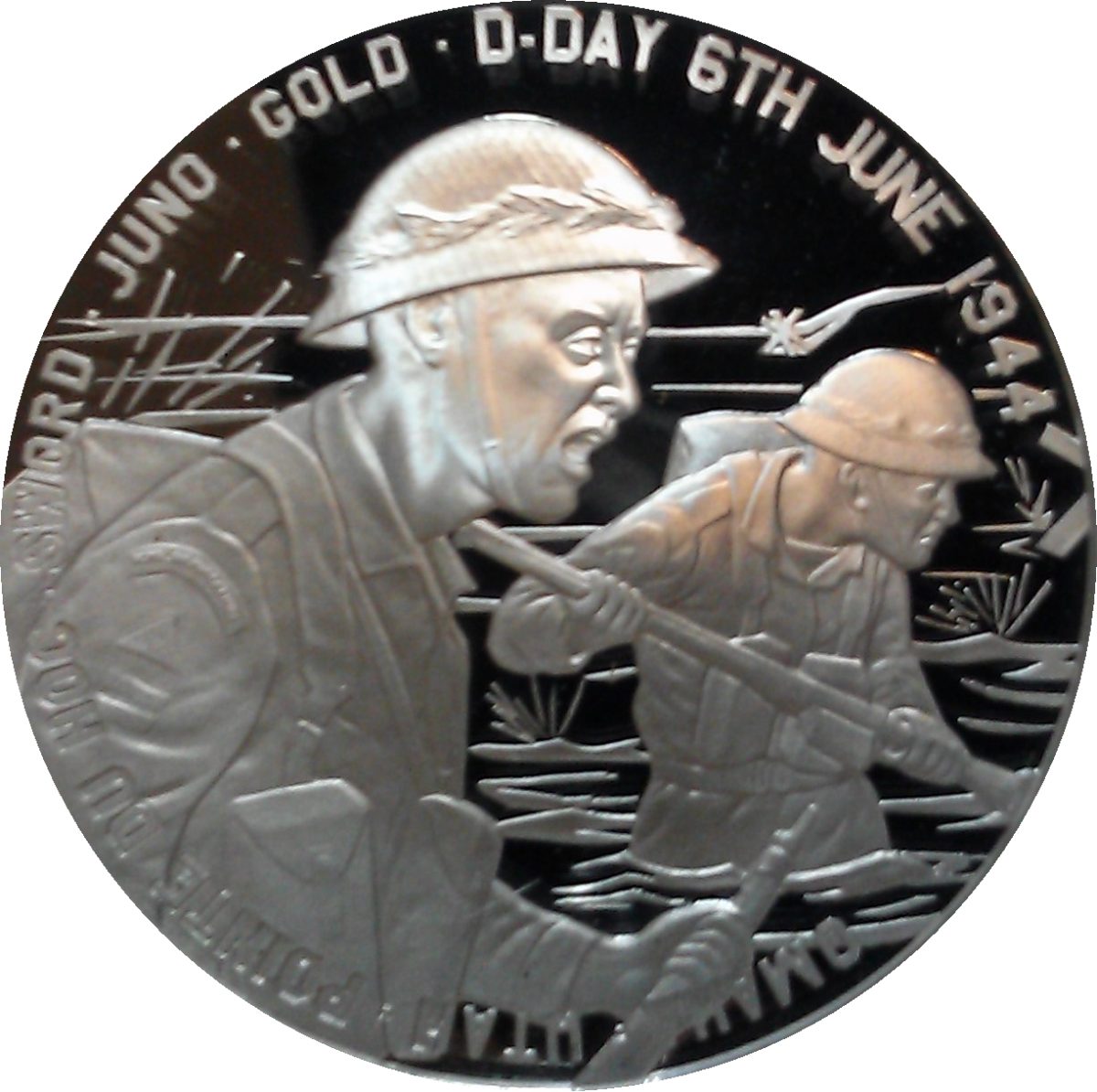 Alderney 5 Pounds - Elizabeth II D-Day; Silver Proof