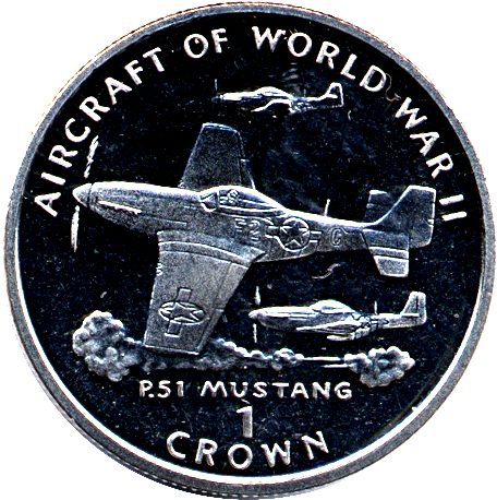 Isle of Man 1 Crown - Elizabeth II P.51 Mustang reverse