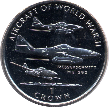 Isle of Man 1 Crown - Elizabeth II Messerschmitt ME 262 reverse