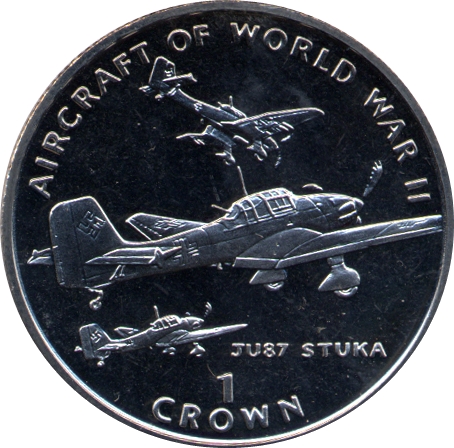 Isle of Man 1 Crown - Elizabeth II Junkers Ju 87 Stuka reverse