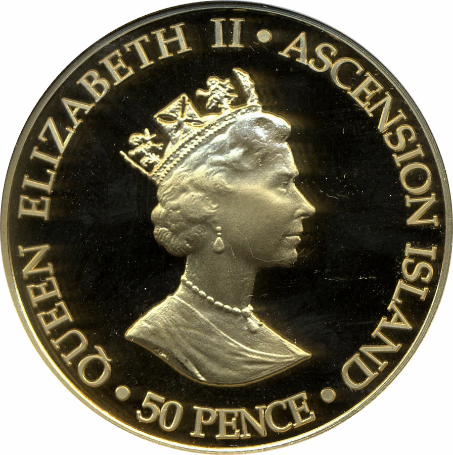 Ascension Island 50 Pence - Elizabeth II Queen Mother; gold issue obverse