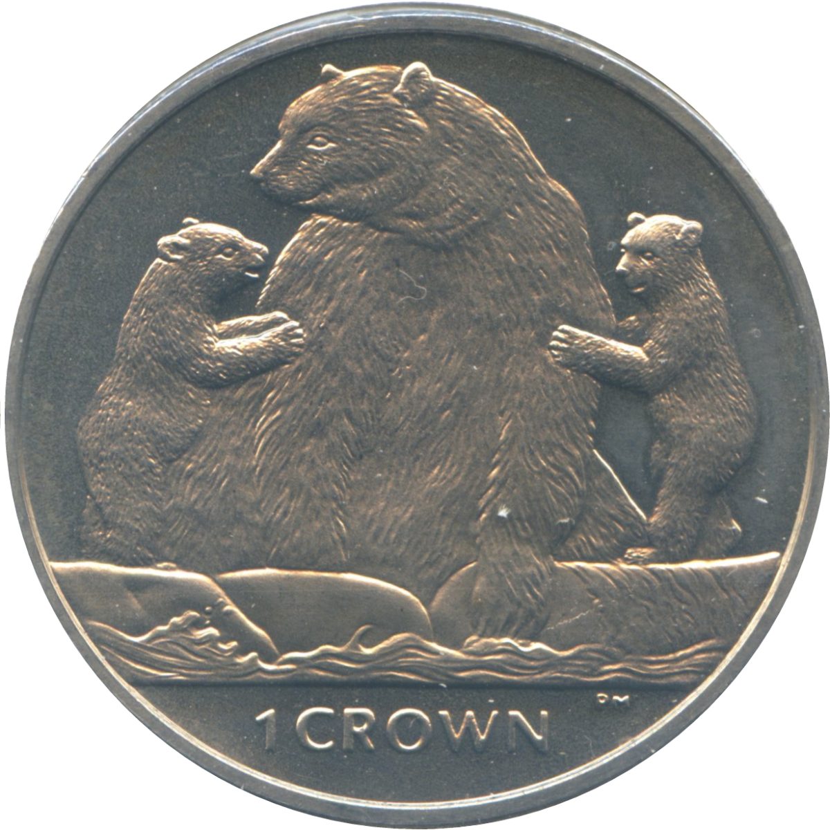 Isle of Man 1 Crown - Elizabeth II Kermode Bear and Cubs reverse