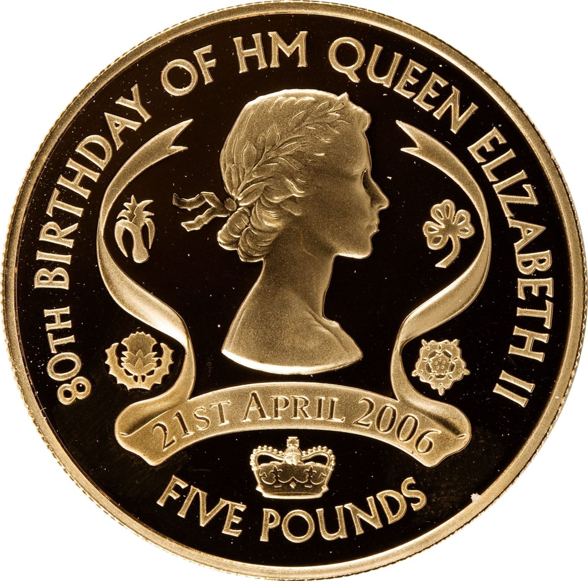 Guernsey 5 Pounds - Elizabeth II 80th Birthday
