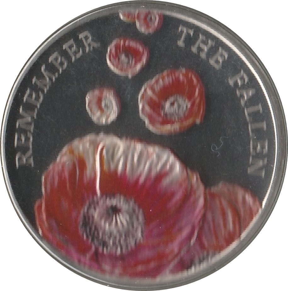 Alderney 5 Pounds - Elizabeth II Remembrance Day reverse