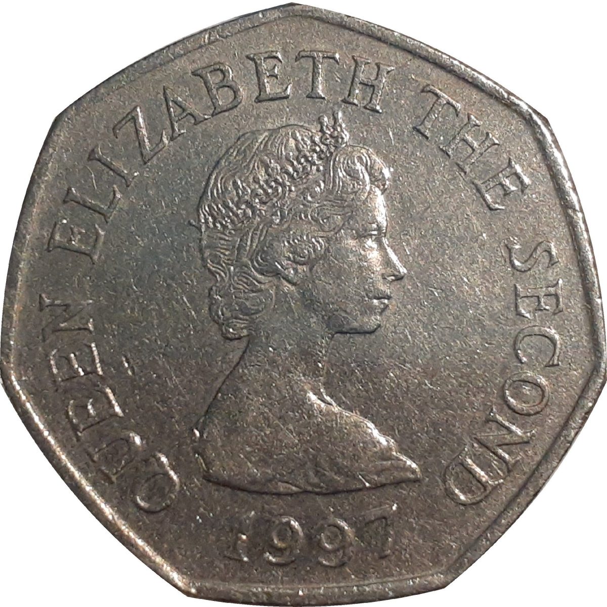 Jersey 50 Pence - Elizabeth II 2nd portrait; small type obverse