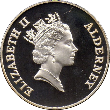 Alderney 2 Pounds - Elizabeth II Total Eclipse of the Sun; Silver Proof obverse