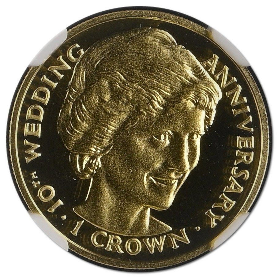 Gibraltar 1 Crown - Elizabeth II Princess Diana; Gold Proof reverse
