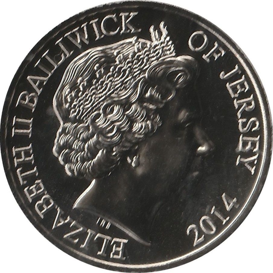 Jersey 5 Pounds - Elizabeth II Remembrance Day 2014 obverse