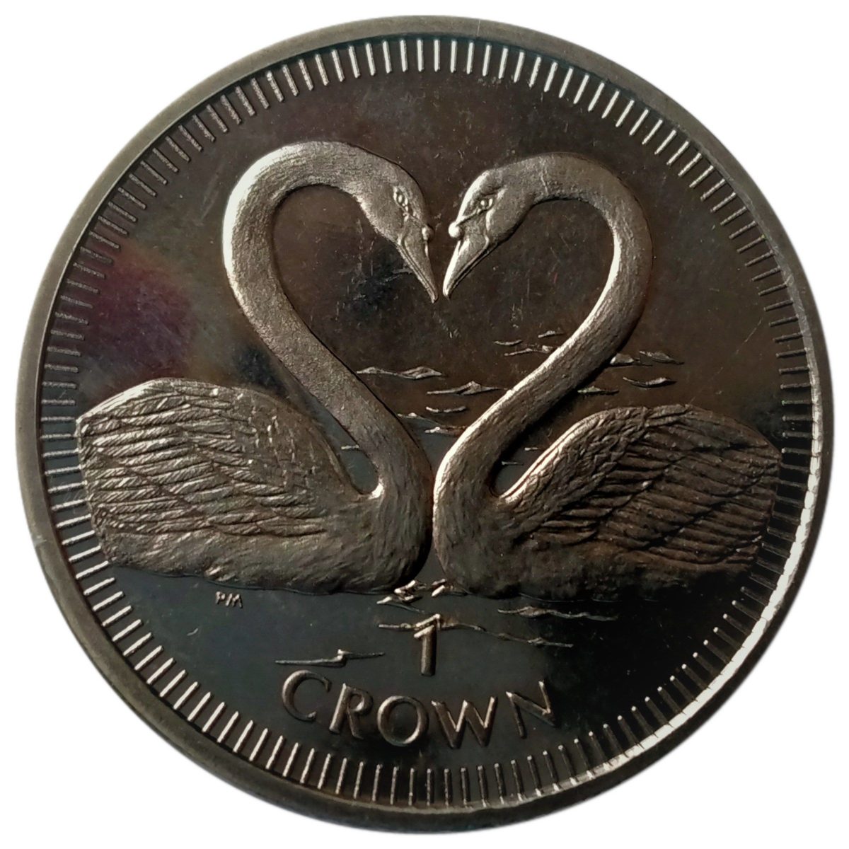 Isle of Man 1 Crown - Elizabeth II Swans reverse