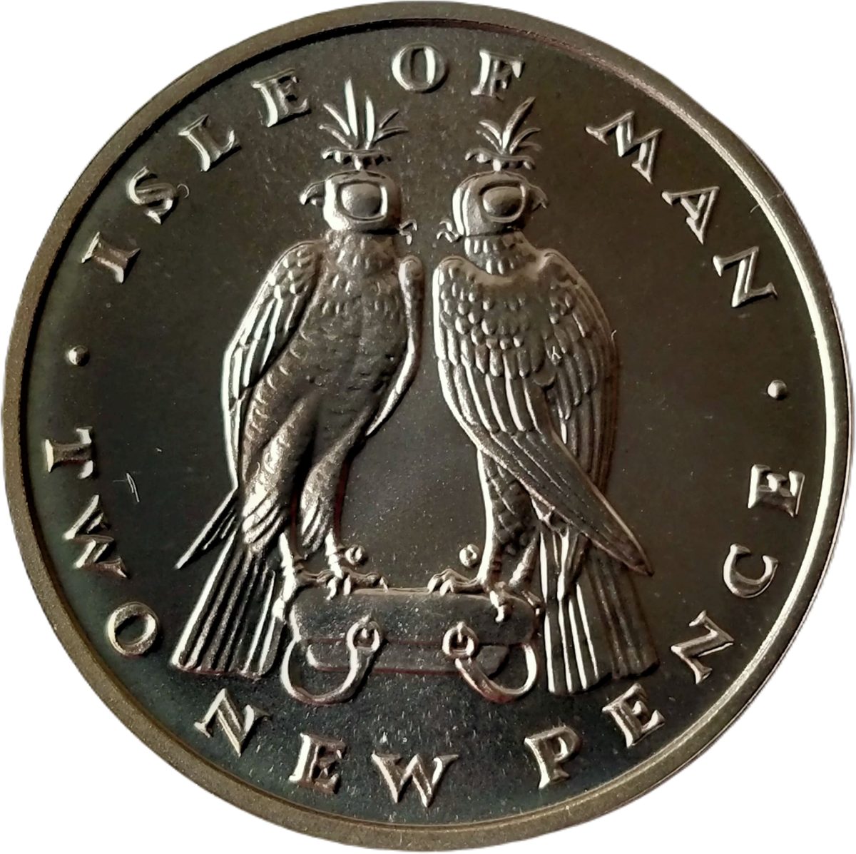 Isle of Man 2 New Pence - Elizabeth II Falcons; Silver