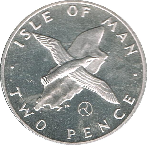 Isle of Man 2 Pence - Elizabeth II Shearwater; Silver