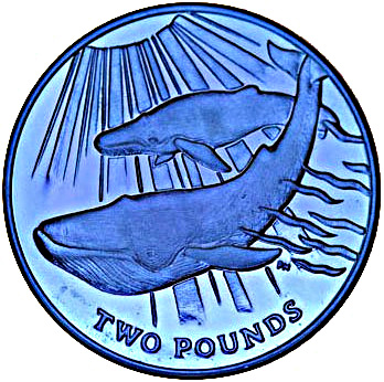 South Georgia and the South Sandwich Islands 2 Pounds - Elizabeth II Blue Whale reverse