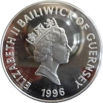 Guernsey 5 Pounds - Elizabeth II 70th Birthday - Silver obverse