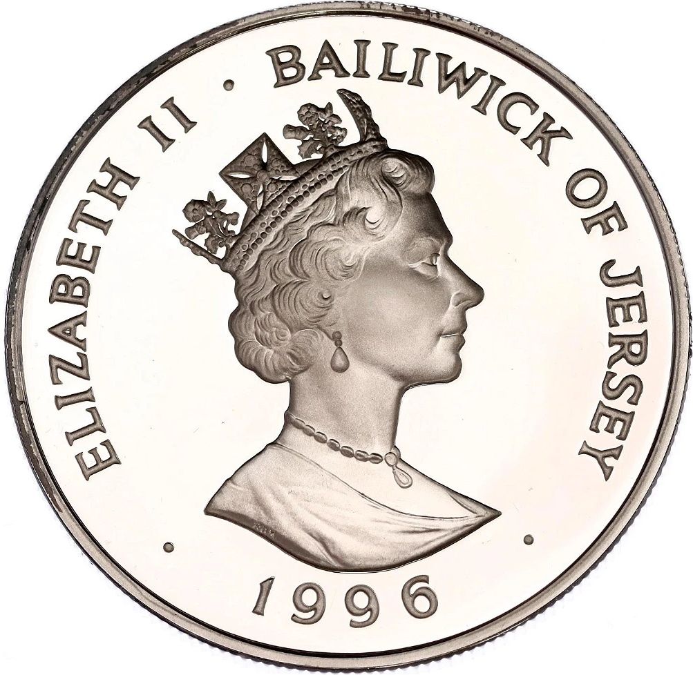 Jersey 2 Pounds - Elizabeth II Queen's 70th Birthday; Silver Proof obverse