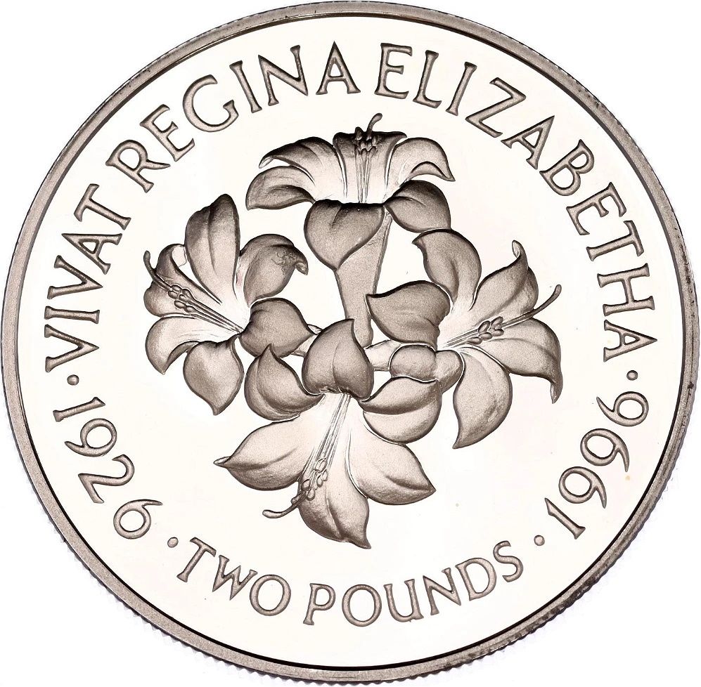 Jersey 2 Pounds - Elizabeth II Queen's 70th Birthday; Silver Proof