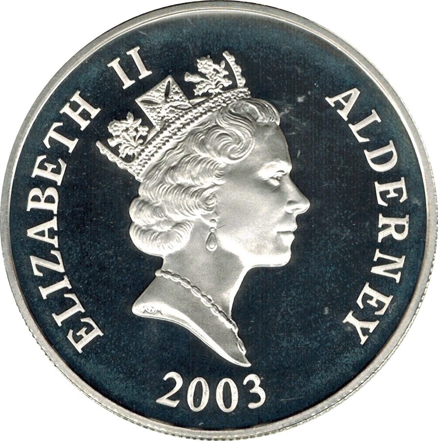 Alderney 5 Pounds - Elizabeth II The Mary Rose; Silver Proof obverse