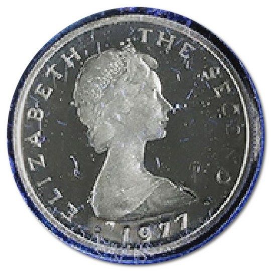 Isle of Man 5 Pence - Elizabeth II Laxey Wheel; Silver obverse