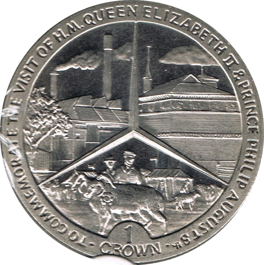 Isle of Man 1 Crown - Elizabeth II Royal Visit reverse