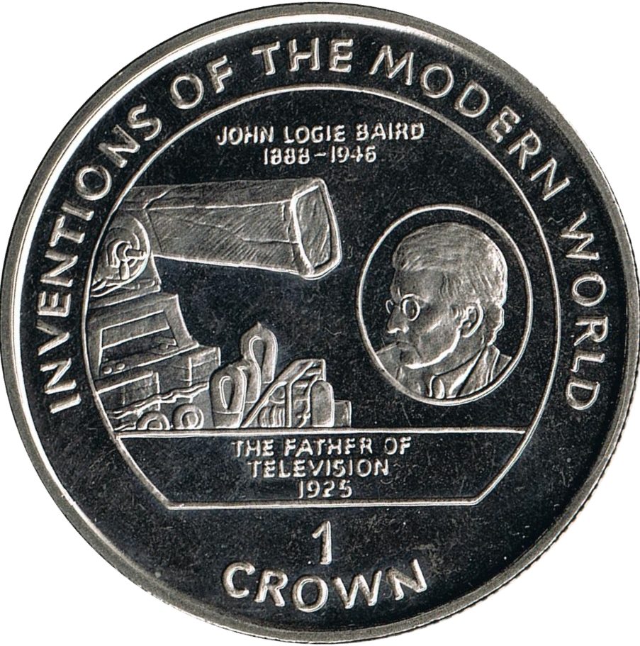 Isle of Man 1 Crown - Elizabeth II John Logie Baird - Television reverse