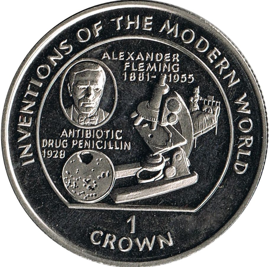 Isle of Man 1 Crown - Elizabeth II Alexander Fleming - Penicillin
