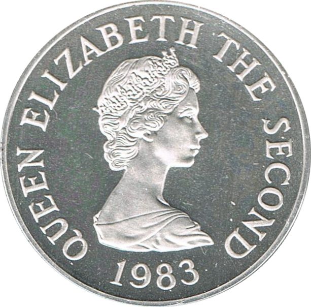Jersey 2 Pence - Elizabeth II 2nd portrait; Silver issue obverse
