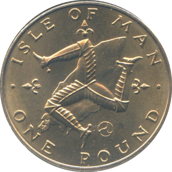 Isle of Man 1 Pound - Elizabeth II Triskelion on map