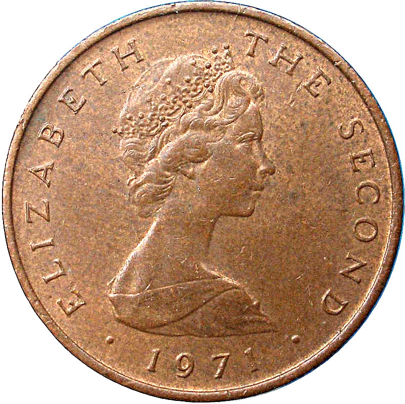 Isle of Man ½ New Penny - Elizabeth II Ragwort obverse