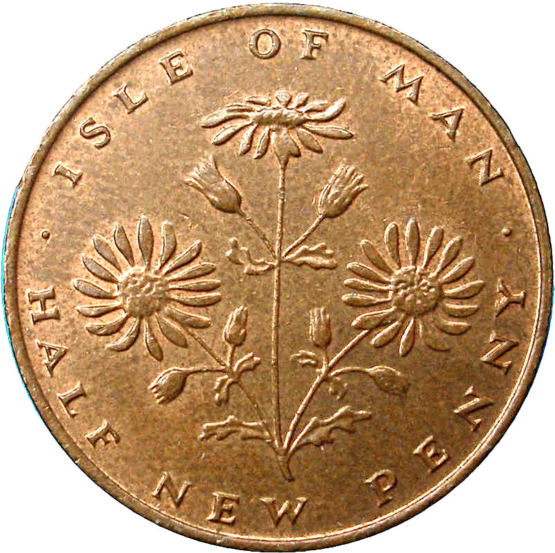 Isle of Man ½ New Penny - Elizabeth II Ragwort