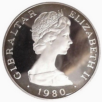 Gibraltar 1 Crown - Elizabeth II Queen Mother; Silver Proof obverse