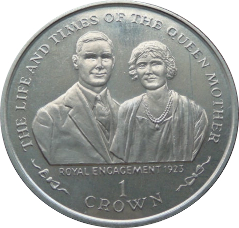 Isle of Man 1 Crown - Elizabeth II Queen Mother - Royal Engagement reverse