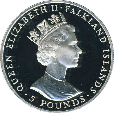 Falkland Islands 5 Pounds - Elizabeth II First Sighting obverse