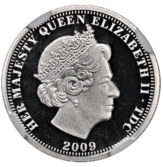 Tristan da Cunha 5 Pounds - Elizabeth II Saint George and the dragon; platinum obverse