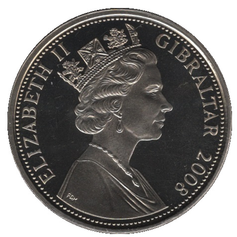 Gibraltar 1 Crown - Elizabeth II BAE Harrier GR3 obverse