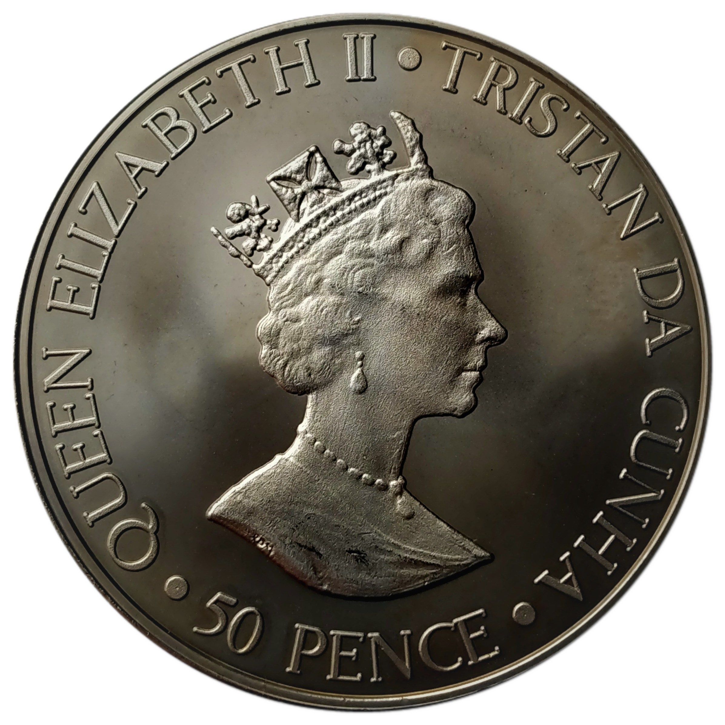 Tristan da Cunha 50 Pence - Elizabeth II Queen Mother obverse