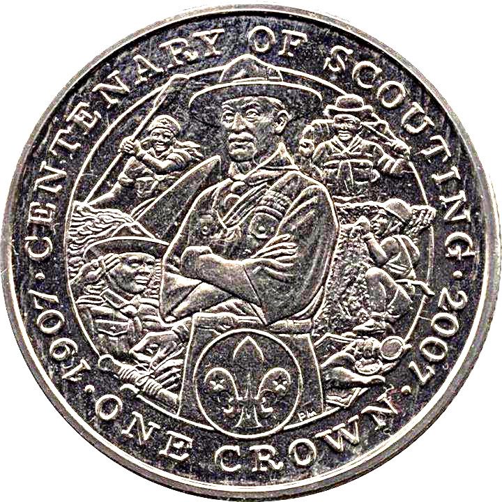 Isle of Man 1 Crown - Elizabeth II Scouting reverse