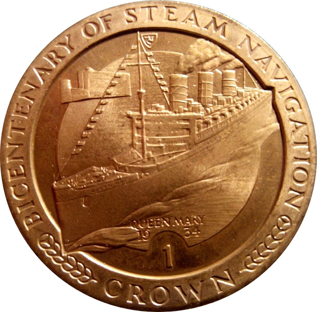 Isle of Man 1 Crown - Elizabeth II Queen Mary reverse