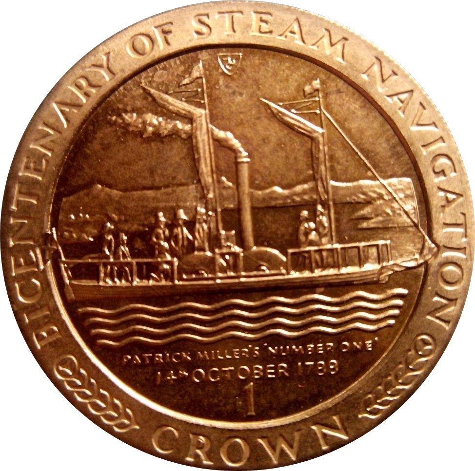 Isle of Man 1 Crown - Elizabeth II Patrick Miller's Number One reverse