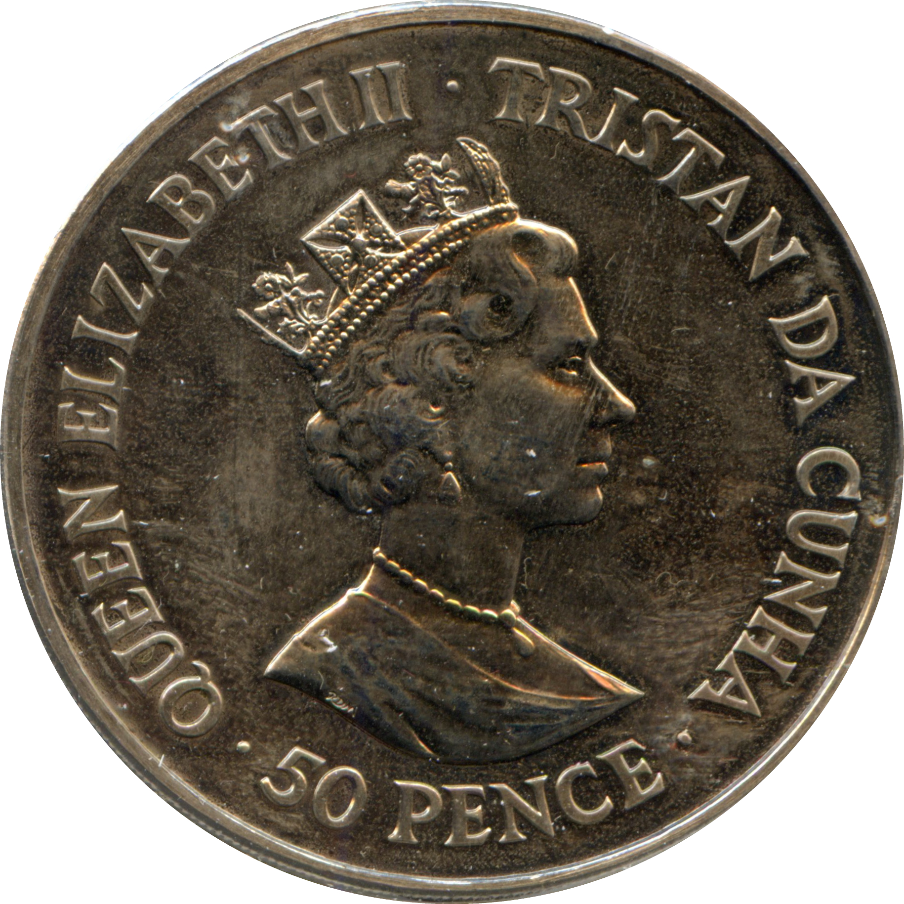 Tristan da Cunha 50 Pence - Elizabeth II Winston Churchill obverse