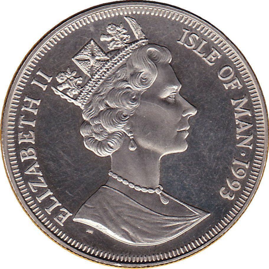 Isle of Man 1 Crown - Elizabeth II Iguanodon obverse