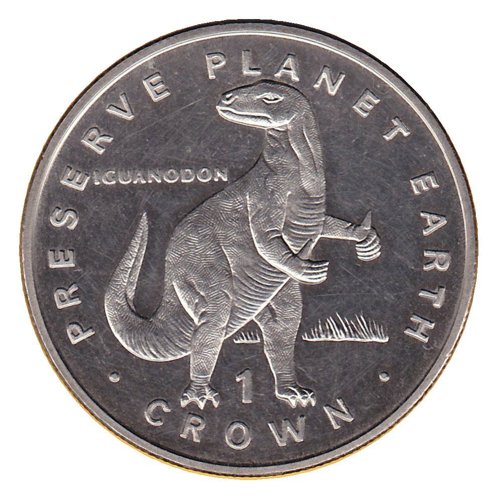 Isle of Man 1 Crown - Elizabeth II Iguanodon