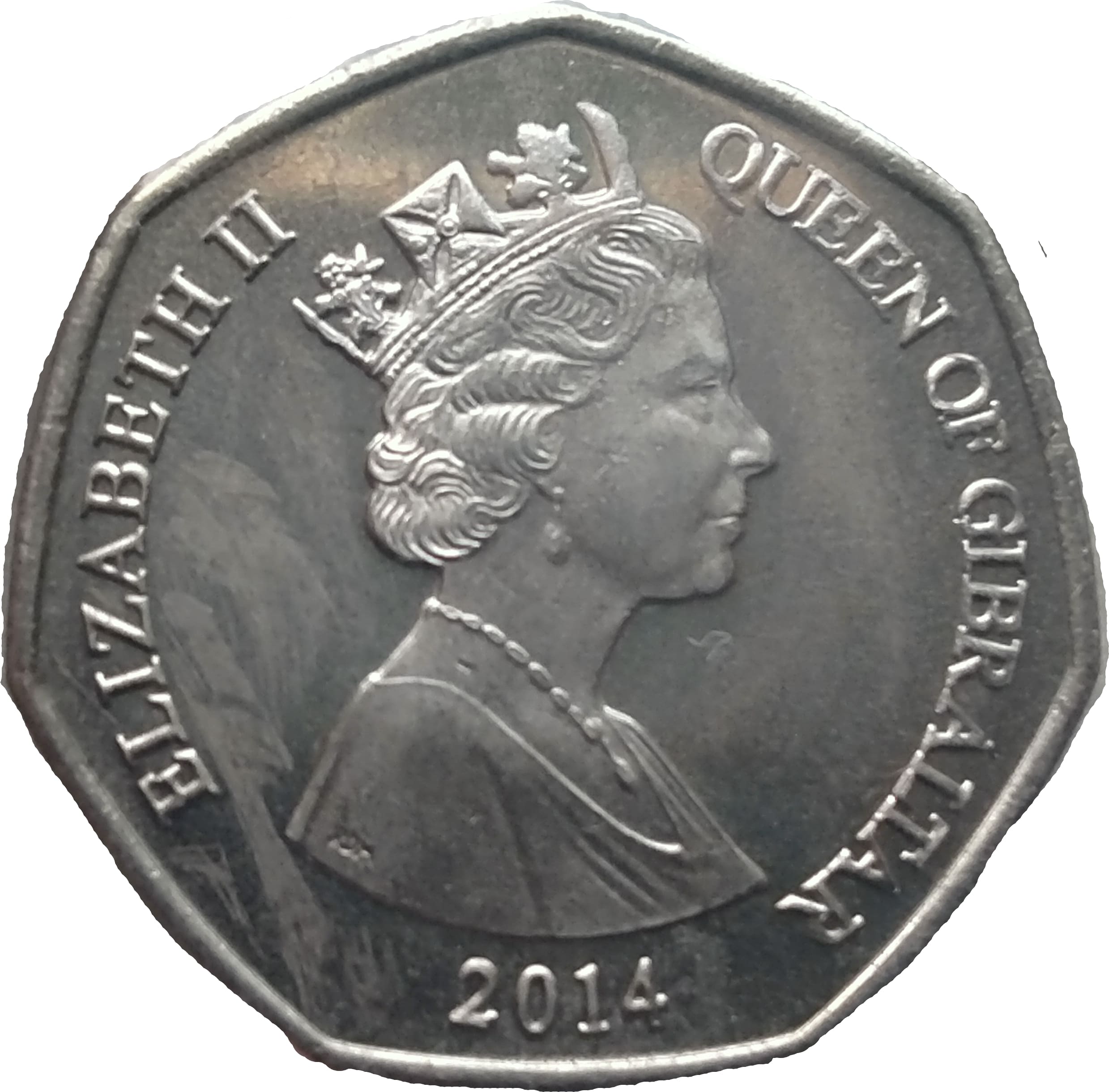 Gibraltar 50 Pence - Elizabeth II Christmas obverse