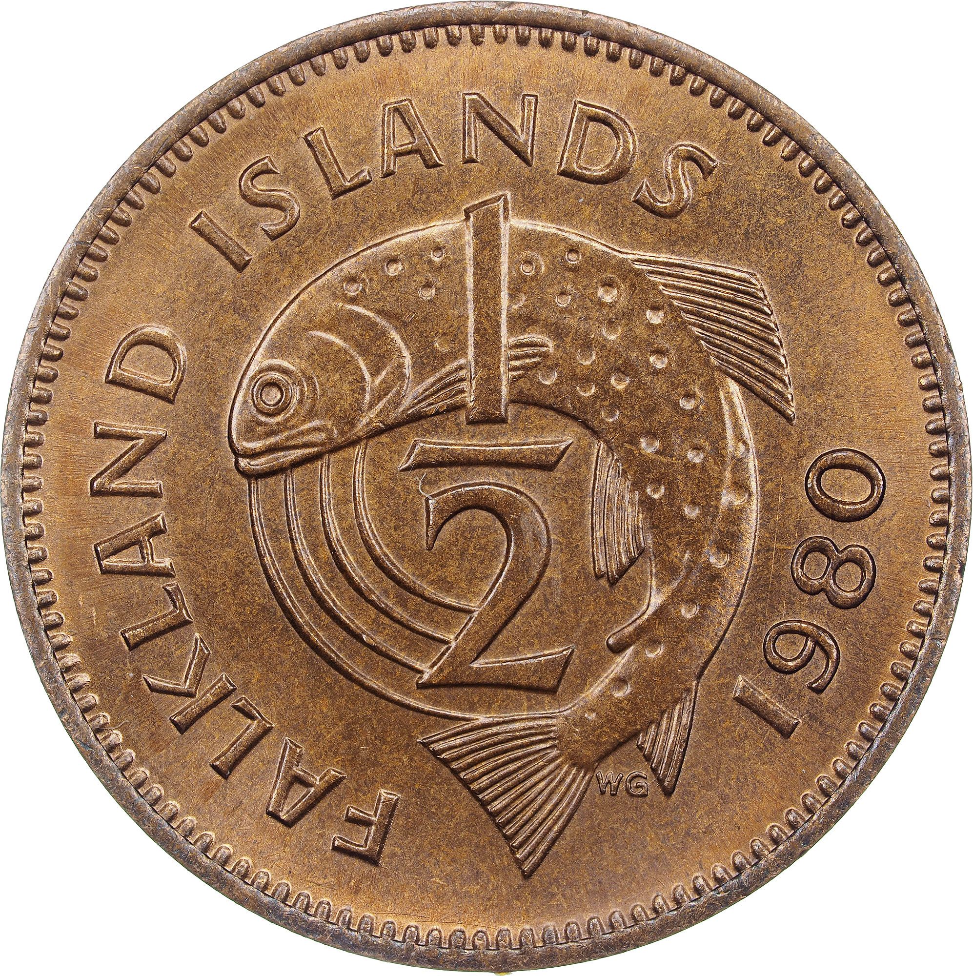 Falkland Islands ½ Penny - Elizabeth II 2nd portrait reverse